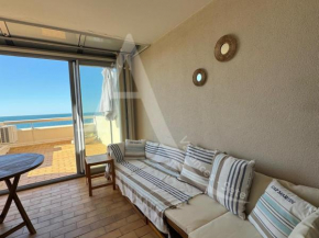 Studio cabine avec loggia et terrasse, 1er ligne et vue mer pour 4 personnes